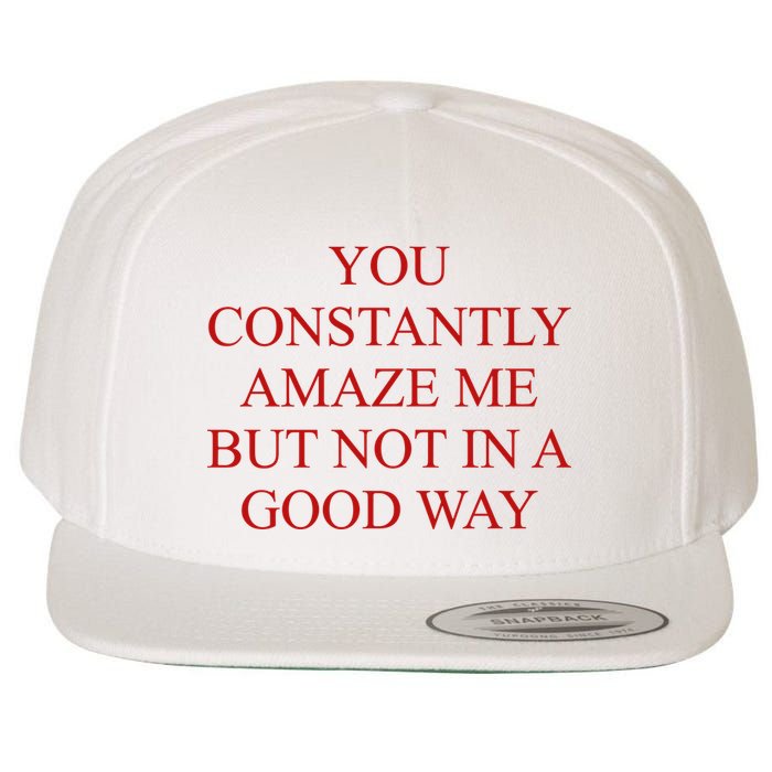 You Constantly Amaze Me But Not In A Good Way Wool Snapback Cap