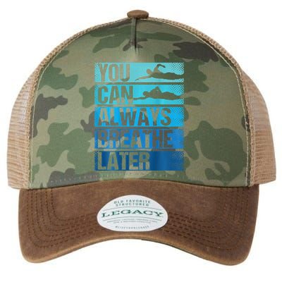 You Can Always Breathe Later Backprint Funny Swimming Legacy Tie Dye Trucker Hat