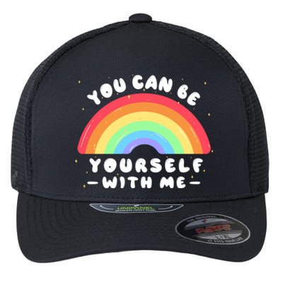 You Can Be Yourself With Me Lgbtq Ally Pride Gift Flexfit Unipanel Trucker Cap