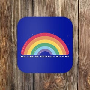 You Can Be Yourself With Me Lgbtq Ally Lesbian Pride Gift Coaster