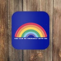 You Can Be Yourself With Me Lgbtq Ally Lesbian Pride Gift Coaster