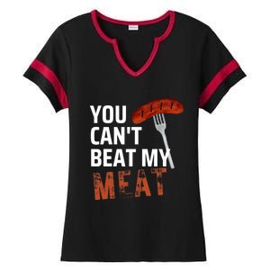 You CanT Beat My Meat Funny Bbq Lover Ladies Halftime Notch Neck Tee