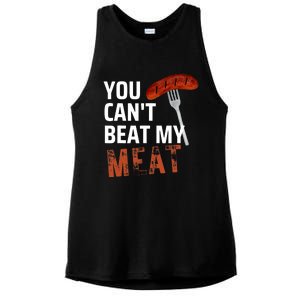 You CanT Beat My Meat Funny Bbq Lover Ladies PosiCharge Tri-Blend Wicking Tank