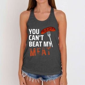 You CanT Beat My Meat Funny Bbq Lover Women's Knotted Racerback Tank