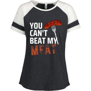 You CanT Beat My Meat Funny Bbq Lover Enza Ladies Jersey Colorblock Tee