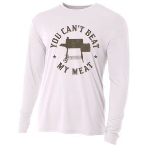 You Can't Beat My Meat BBQ Grilling Chef Funny Grill Cooling Performance Long Sleeve Crew