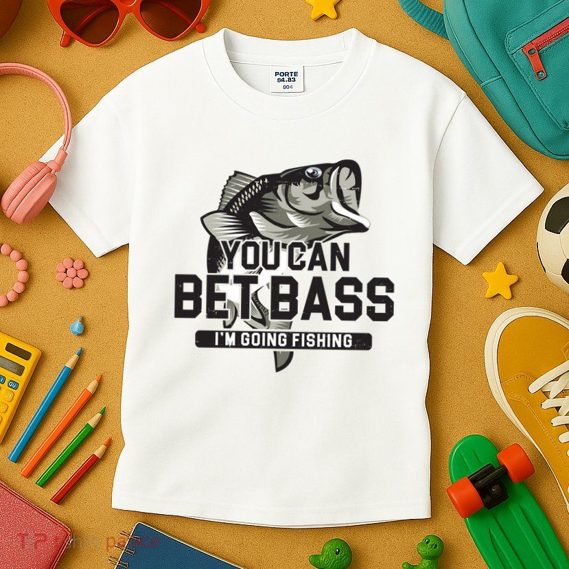 You Can Bet Bass I'm Going Fishing Fisherman Kids T-Shirt
