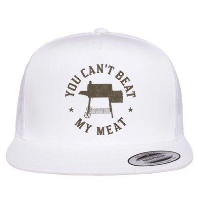 You CanT Beat My Meat Bbq Grilling Chef Flat Bill Trucker Hat