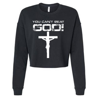 You Can't Beat God Cropped Pullover Crew