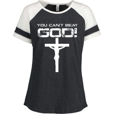 You Can't Beat God Enza Ladies Jersey Colorblock Tee