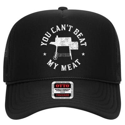 You CanT Beat My Meat Bbq Grilling Chef High Crown Mesh Back Trucker Hat