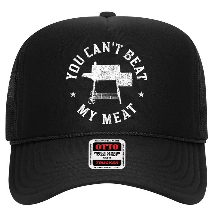 You CanT Beat My Meat Bbq Grilling Chef High Crown Mesh Back Trucker Hat