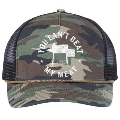 You CanT Beat My Meat Bbq Grilling Chef Retro Rope Trucker Hat Cap