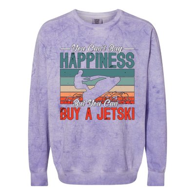 You Cant Buy Happiness Retro Jetski Water Sports Jet Skiing Cute Gift Colorblast Crewneck Sweatshirt