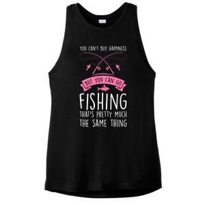 You Can't Buy Happiness You Can Go Fishing Fishing Fish Gift Ladies PosiCharge Tri-Blend Wicking Tank