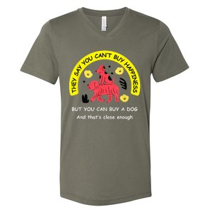 You CanT Buy Happiness But You Can Buy A Dog Funny Dogs Lovers V-Neck T-Shirt