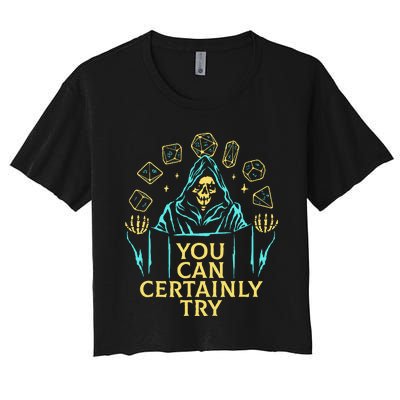 You Can Certainly Try Funny Skeleton Women's Crop Top Tee