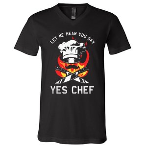 Yes Chef Cook Restaurant Cooking Culinary Gastronomy Food V-Neck T-Shirt