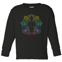 Yoga Chakras Colorful Meditation Instructor Mandala Zen Toddler Long Sleeve Shirt