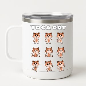 Yoga Cat Cute Animals Funny Gift 12 oz Stainless Steel Tumbler Cup