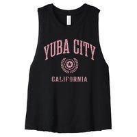 Yuba City Ca Vintage College Sports Design Women's Racerback Cropped Tank