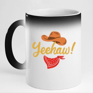 Yeehaw Cowboy Cowgirl Western Country Rodeo 11oz Black Color Changing Mug