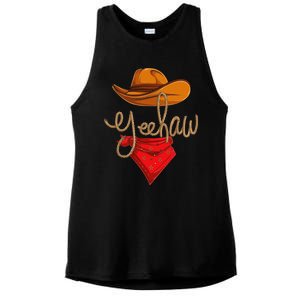 Yeehaw Cowboy Cowgirl Western Country Rodeo YeeHaw Ladies PosiCharge Tri-Blend Wicking Tank