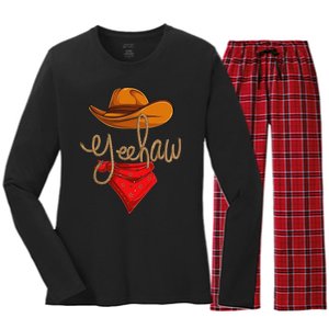 Yeehaw Cowboy Cowgirl Western Country Rodeo YeeHaw Women's Long Sleeve Flannel Pajama Set 