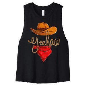 Yeehaw Cowboy Cowgirl Western Country Rodeo YeeHaw Women's Racerback Cropped Tank