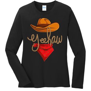 Yeehaw Cowboy Cowgirl Western Country Rodeo YeeHaw Ladies Long Sleeve Shirt