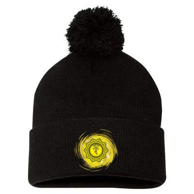 Yellow Chakra Chakras System Gold Series Pom Pom 12in Knit Beanie