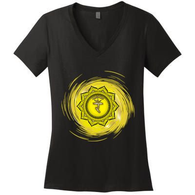 Yellow Chakra Chakras System Gold Series Women's V-Neck T-Shirt