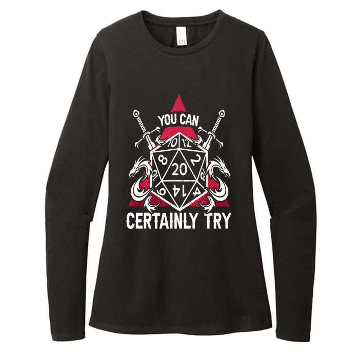 You Can Certainly Try D20 Dice Funny RPG Dragons Gamer Gift Womens CVC Long Sleeve Shirt