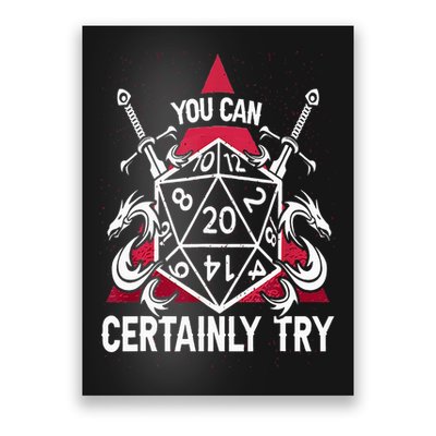 You Can Certainly Try D20 Dice Funny RPG Dragons Gamer Gift Poster