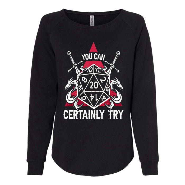 You Can Certainly Try D20 Dice Funny RPG Dragons Gamer Gift Womens California Wash Sweatshirt