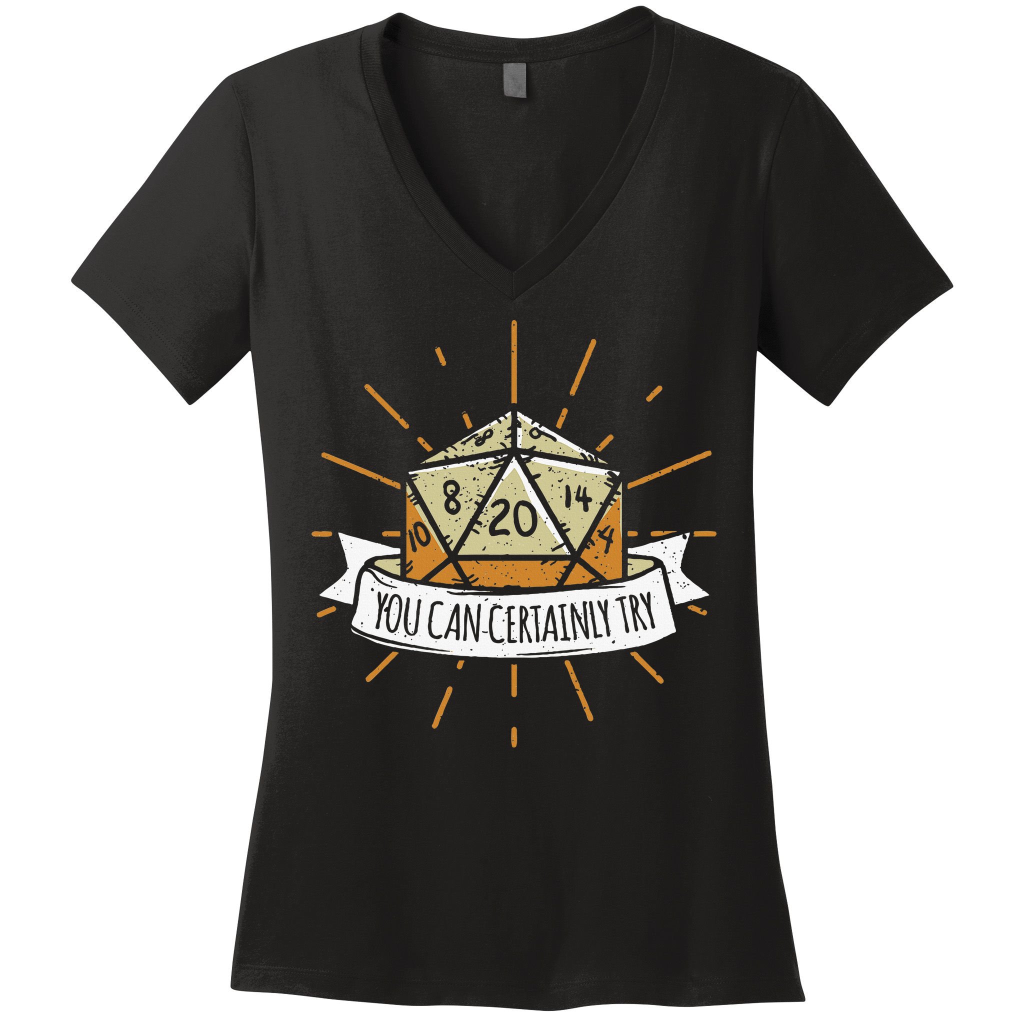 You Can Certainly Try Dragon Dice Wizard Gamer Women's V-Neck T-Shirt