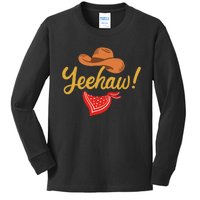 Yeehaw Cowboy Cowgirl Western Country Rodeo Kids Long Sleeve Shirt