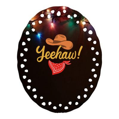 Yeehaw Cowboy Cowgirl Western Country Rodeo Ceramic Oval Ornament