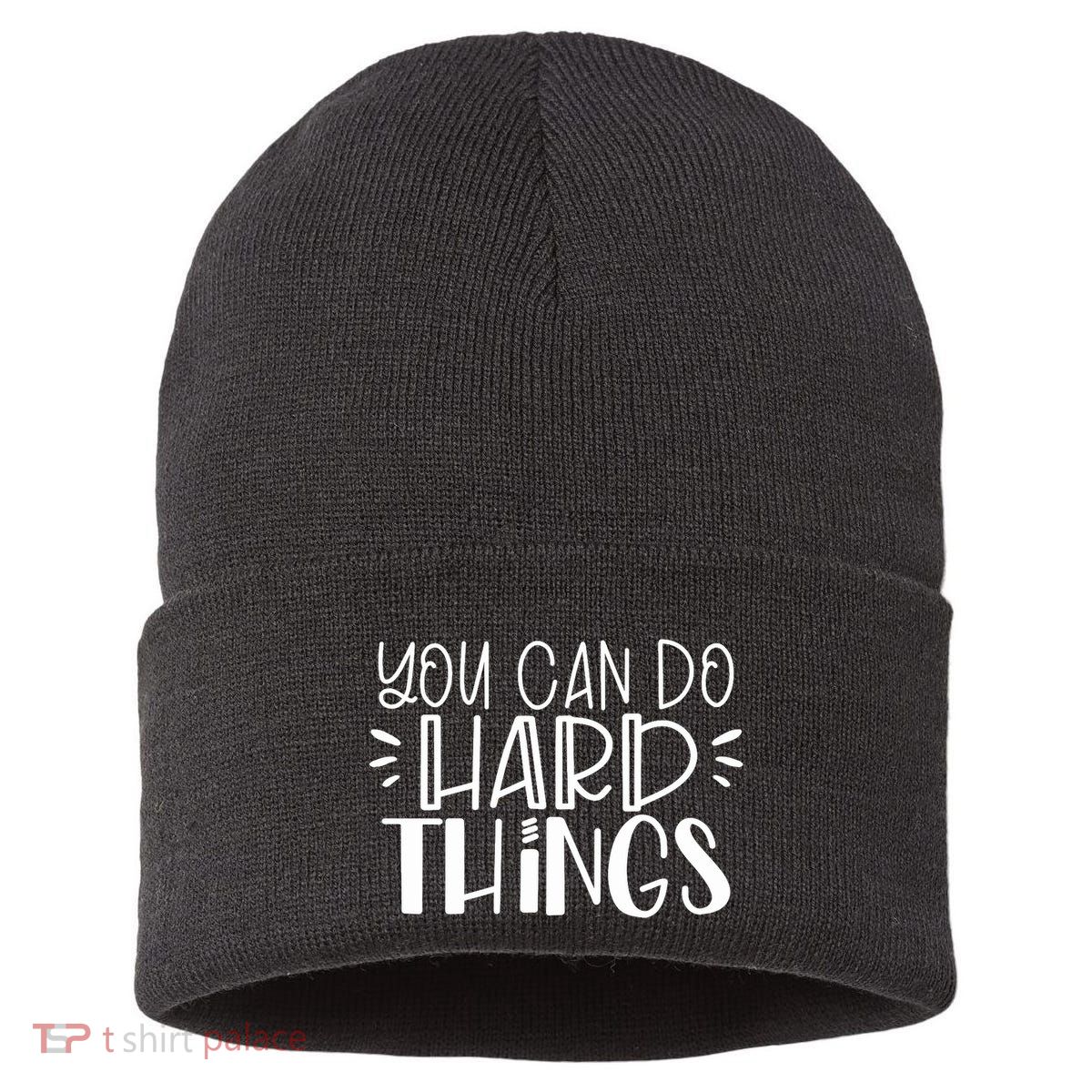 You Can Do Hard Things Growth Mindset Sustainable Knit Beanie