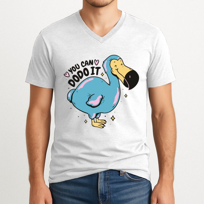 You Can Dodo It Funny Bird Motivational V-Neck T-Shirt