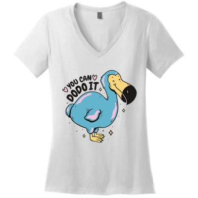 You Can Dodo It Funny Bird Motivational Women's V-Neck T-Shirt