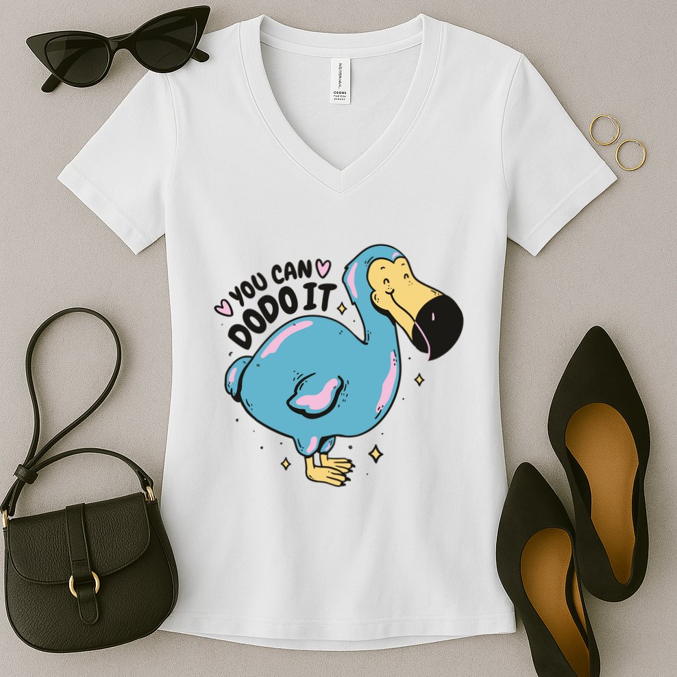 You Can Dodo It Funny Bird Motivational Women's V-Neck T-Shirt