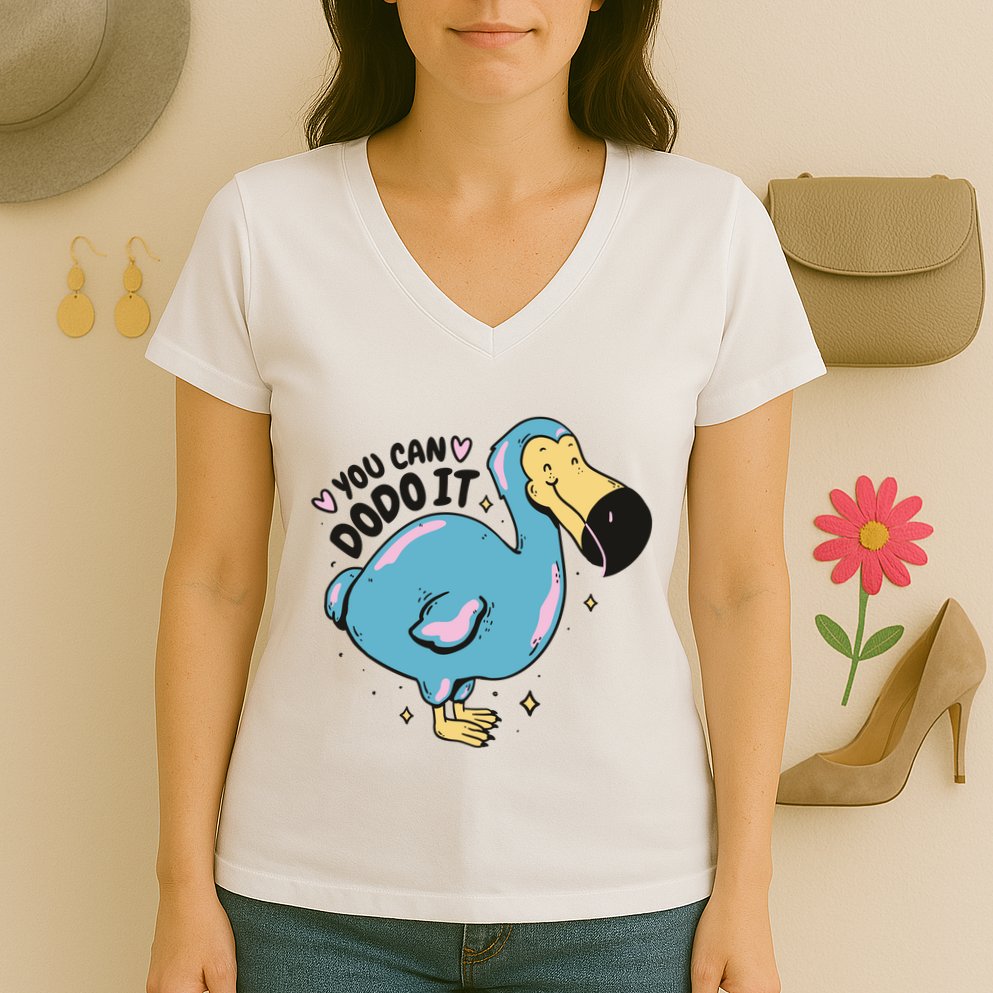 You Can Dodo It Funny Bird Motivational Women's V-Neck T-Shirt