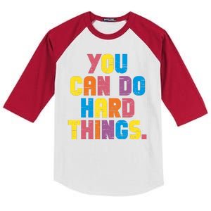 You Can Do Hard Things Motivational Quote Kids Colorblock Raglan Jersey