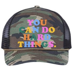 You Can Do Hard Things Motivational Colorful Quote Retro Rope Trucker Hat Cap