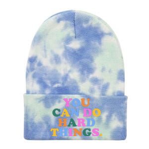 You Can Do Hard Things Motivational Colorful Quote Tie Dye 12in Knit Beanie