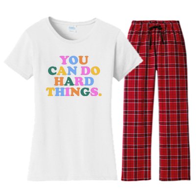 You Can Do Hard Things Motivational Colorful Quote Women's Flannel Pajama Set