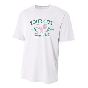 Your City Est 1873 Tennis Club Funny Golf Youth Performance Sprint T-Shirt