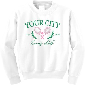 Your City Est 1873 Tennis Club Funny Golf Kids Sweatshirt