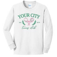 Your City Est 1873 Tennis Club Funny Golf Kids Long Sleeve Shirt